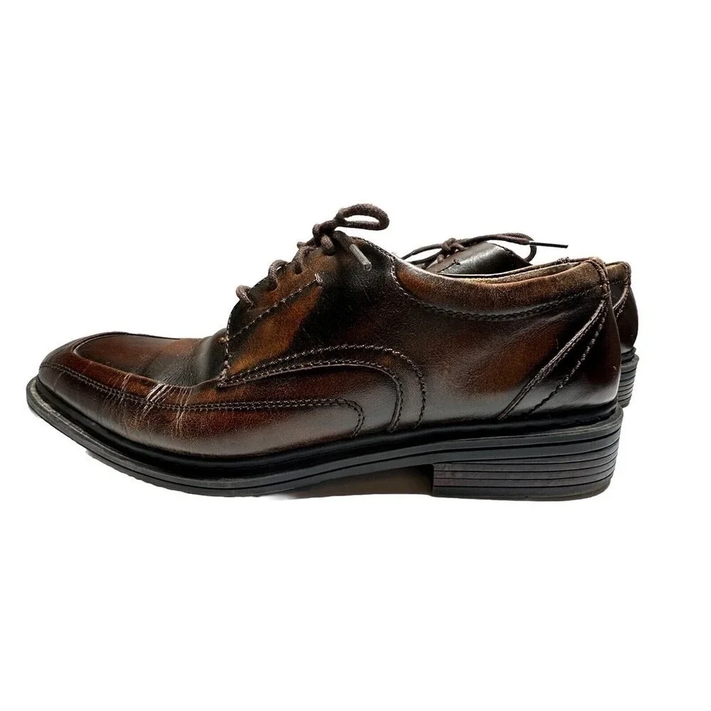 Florsheim Men Dark Brown Leather Bicycle Toe Derby Lace Up Dress Shoes Size 10 D